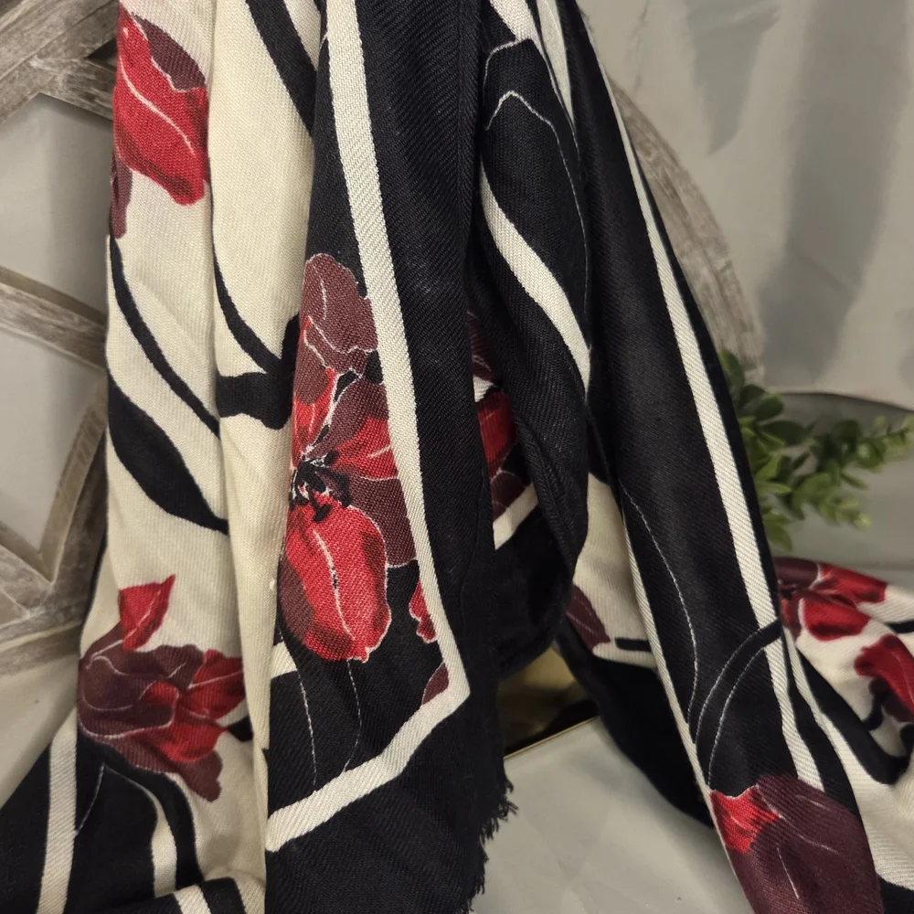 Vintage Liz Claiborne Scarf — Red Floral Moment You Didn’t Know You Needed 80